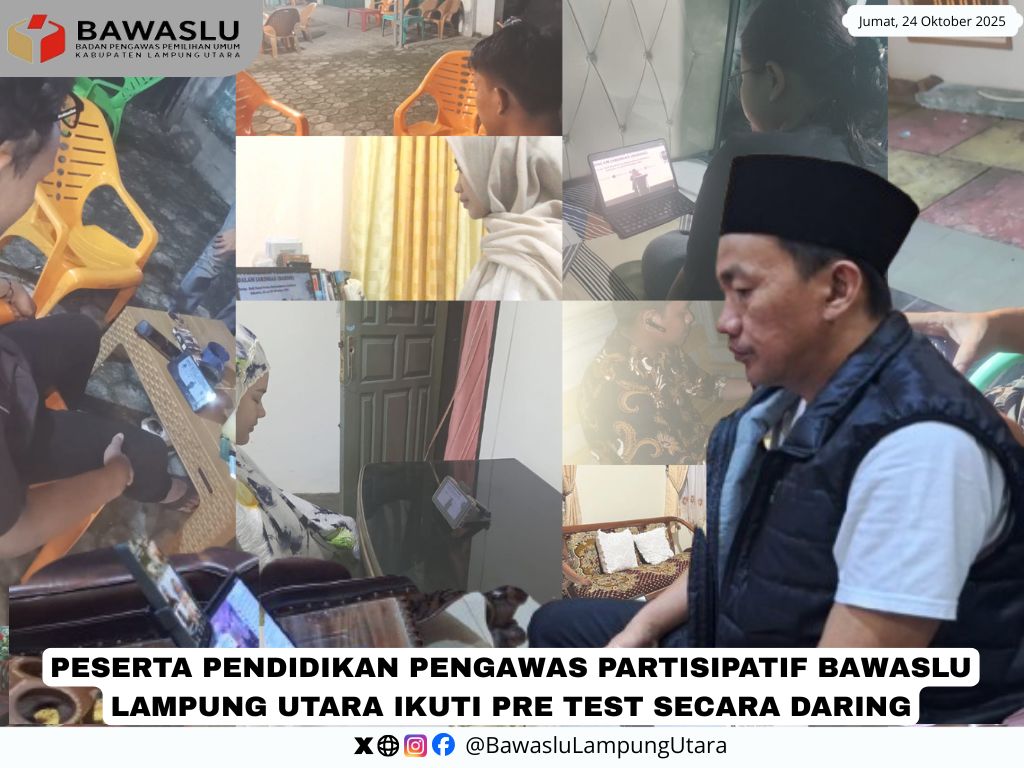 Foto Peserta Pendidikan Pengawas Partisipatif dalam mengikuti Pre Test Secara Daring
